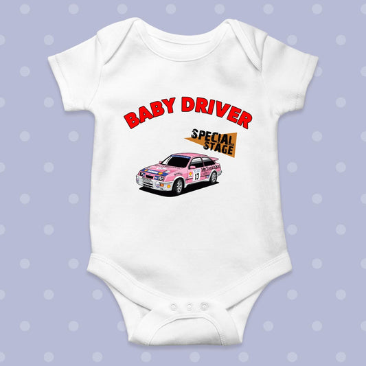 Gwydaf Evans Sierra Cosworth Special Stage White Baby Grow