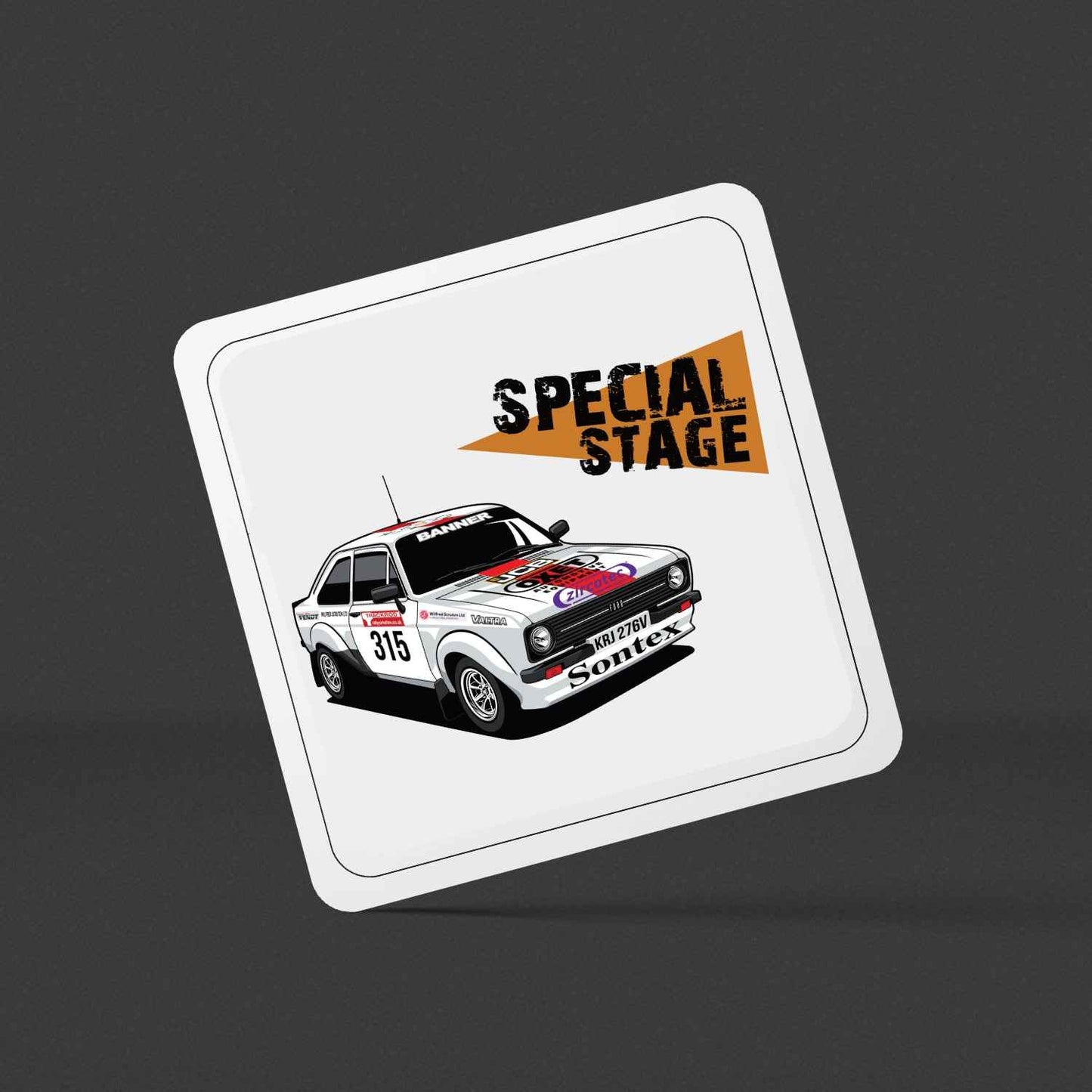 Special Stage Steve Bannister Mk2 Escort Square Drinks Coaster x4