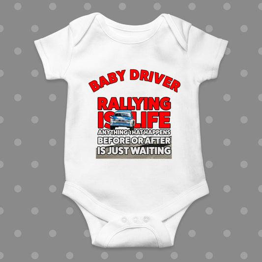 Rallying Is Life Metro 6R4 White Baby Grow