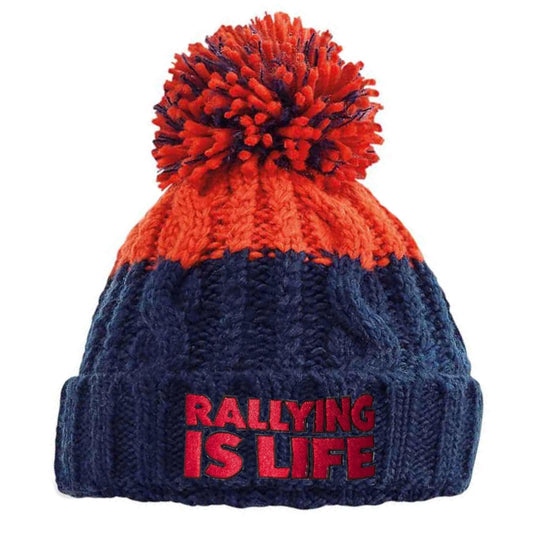 Rallying is Life Embroidered Rally Bobble Hat Beanie