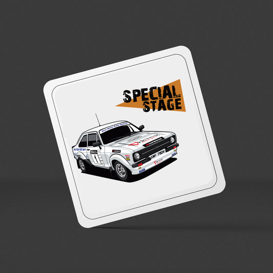 Special Stage Gwydaf Evans Mk2 Escort Square Drinks Coaster x1