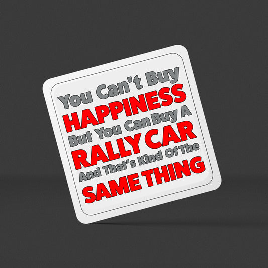 Rally Car = Happiness Square Drinks Coaster x1