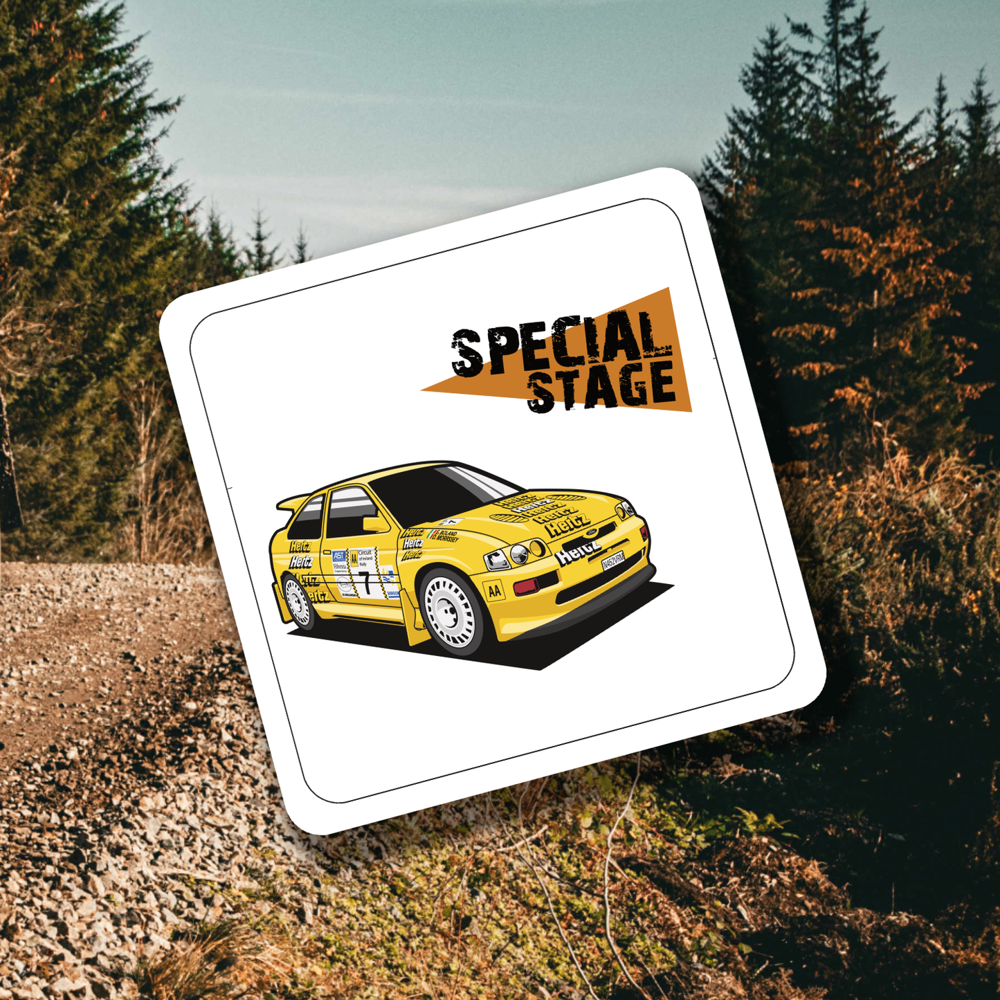 Eamonn Boland Escort Cosworth Coaster Set of 4 - Rallying Is Life