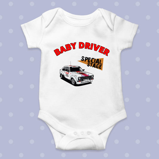 Steve Bannister Mk2 Escort Special Stage White Baby Grow