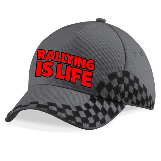 Rallying Is Life Chequered Flag Baseball Cap