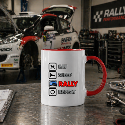 Eat Sleep Rally Repeat Mug - Rallying Is Life