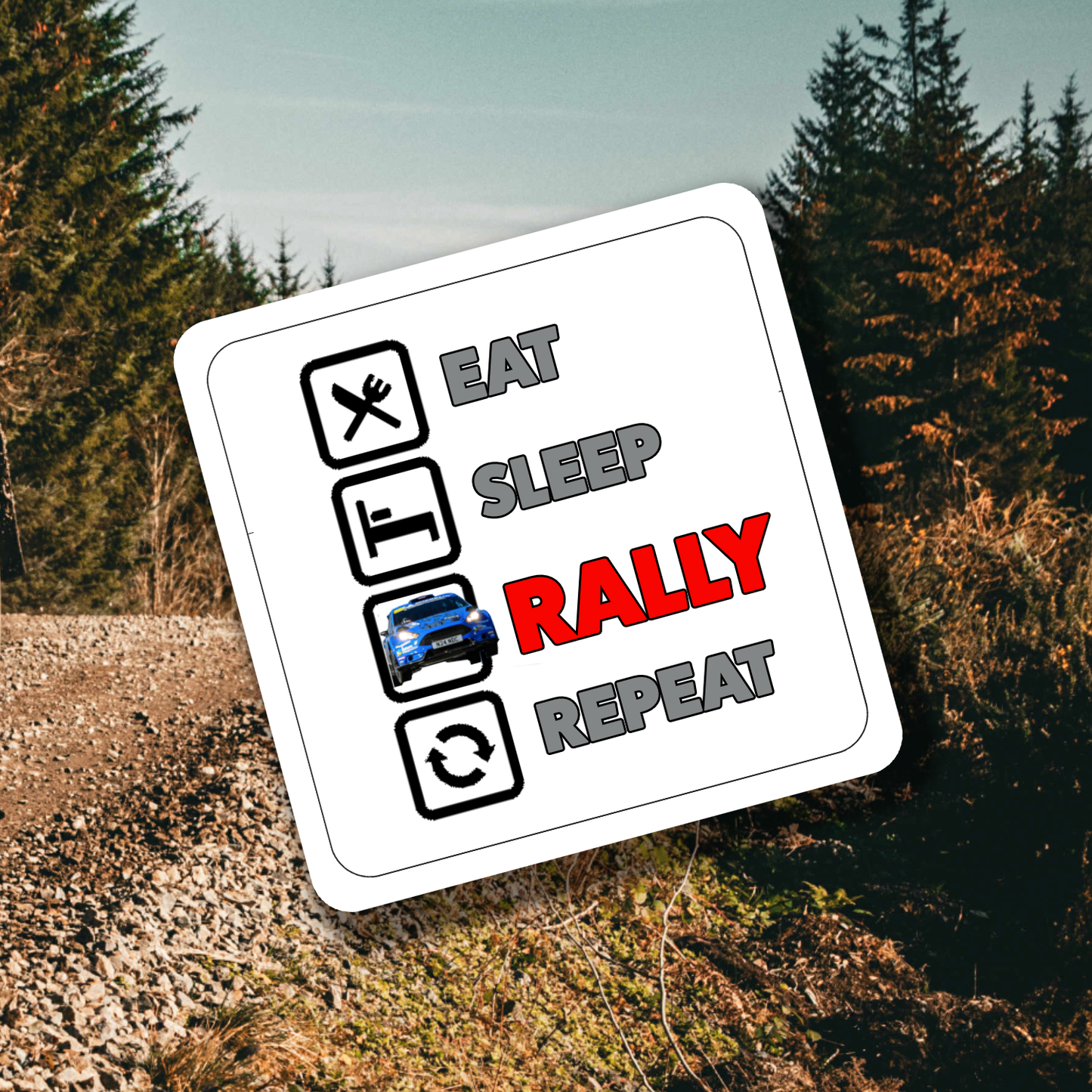 Eat Sleep Rally Repeat Coaster Set of 4 - Rallying Is Life