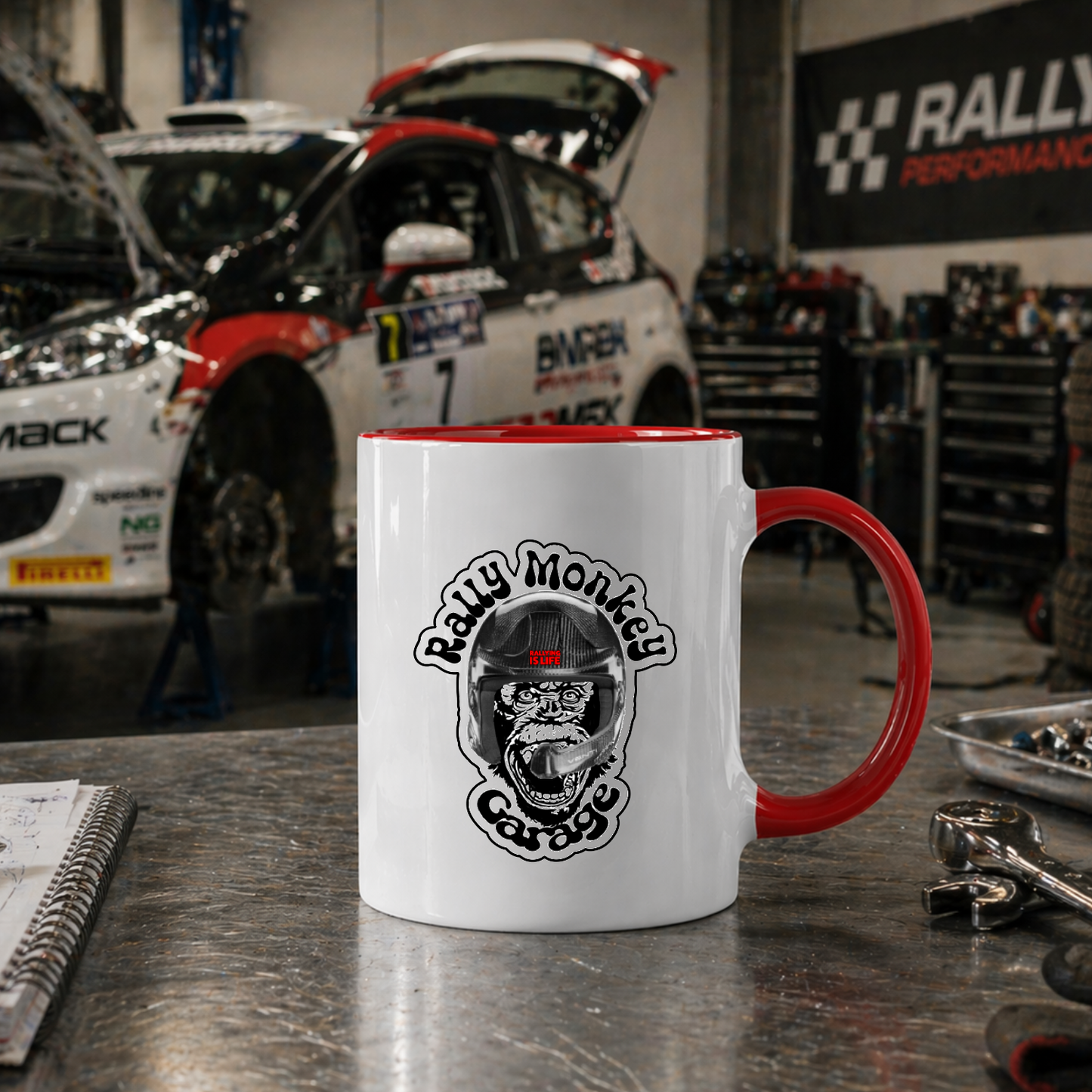 Rally Monkey Garage Mug - Rallying Is Life